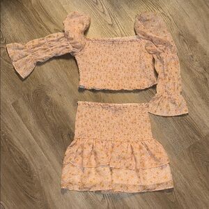 Storia set- Floral Smocked Crop Top and Skirt Set